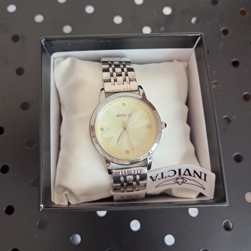 Invicta Stainless Steel Watch with Light Yellow Dial